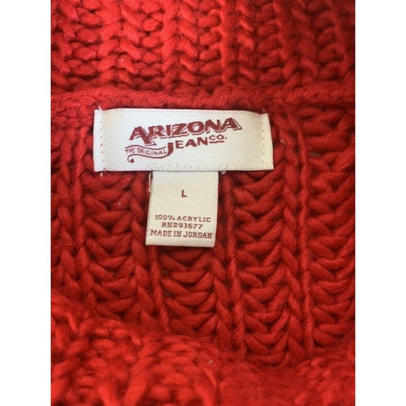 Knit Sweater Women Large Turtle Neck Red Pull Over - Picture 4 of 9